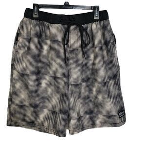 Tesla Men's Boardshorts Size XL Swim Trunks Black Striped Drawstring Mesh Lined